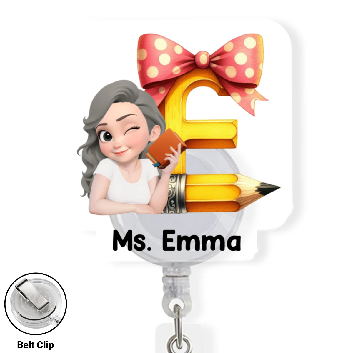 Alphabet Cartoonize - Personalized Custom Acrylic Badge Reel - Image 8