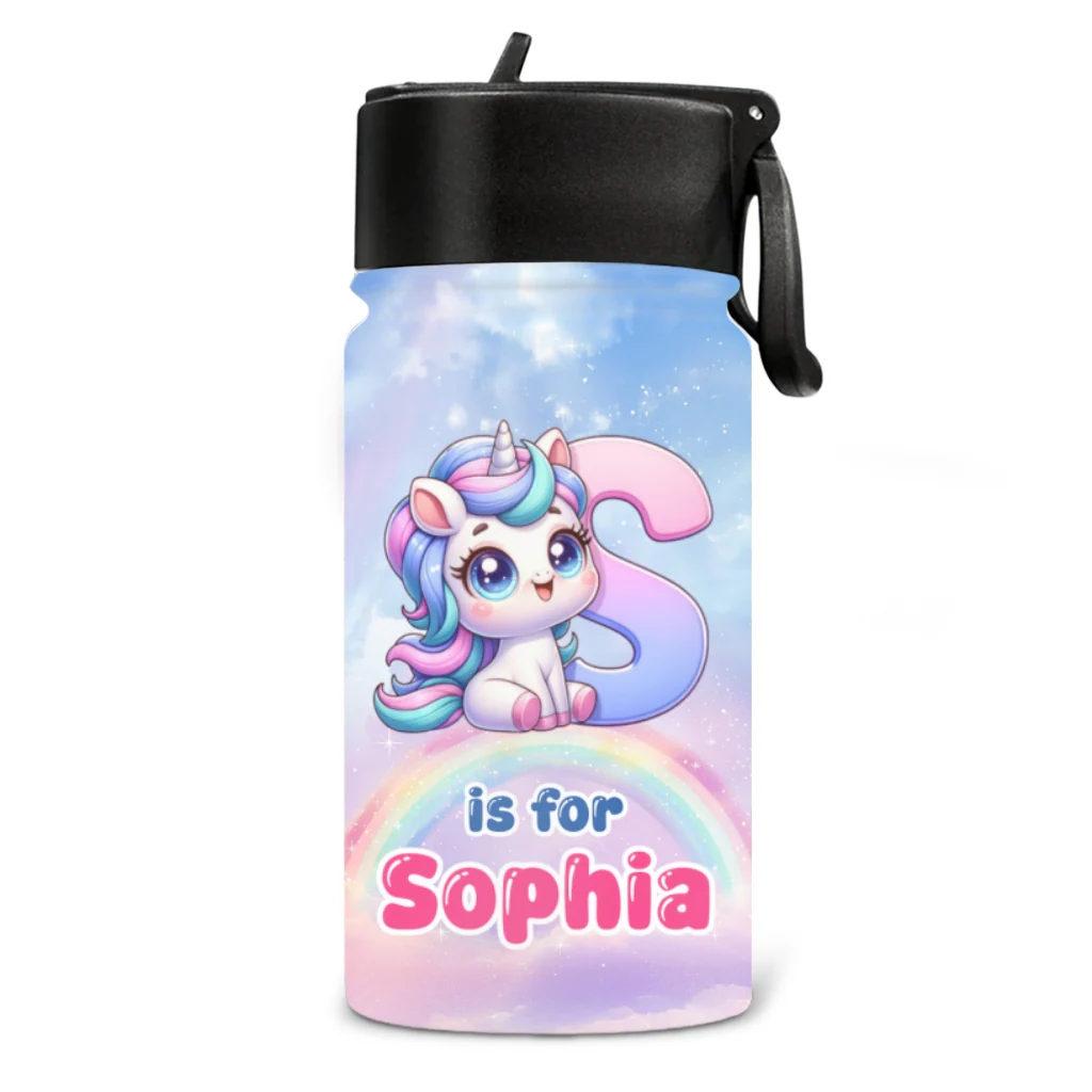 Alphabet Game Cartoon - Personalized Custom Kids Water Bottle - Image 7