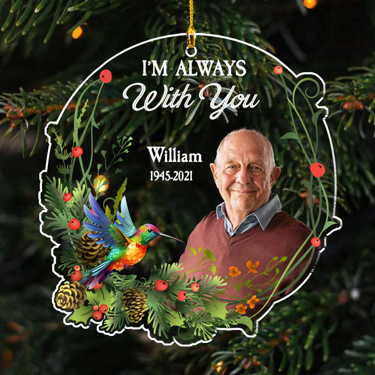 Although You Cannot See Me I Am Always With You - Personalized Custom Acrylic Ornament - Image 3