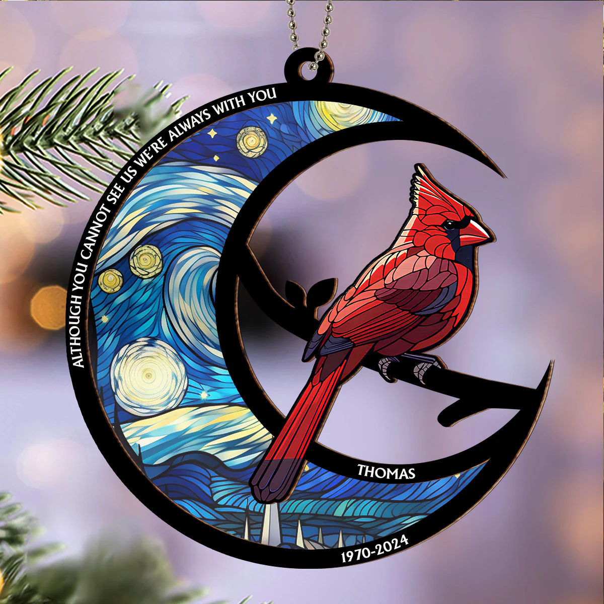 Although You Cannot See Me - Personalized Custom Suncatcher Ornament - Image 2