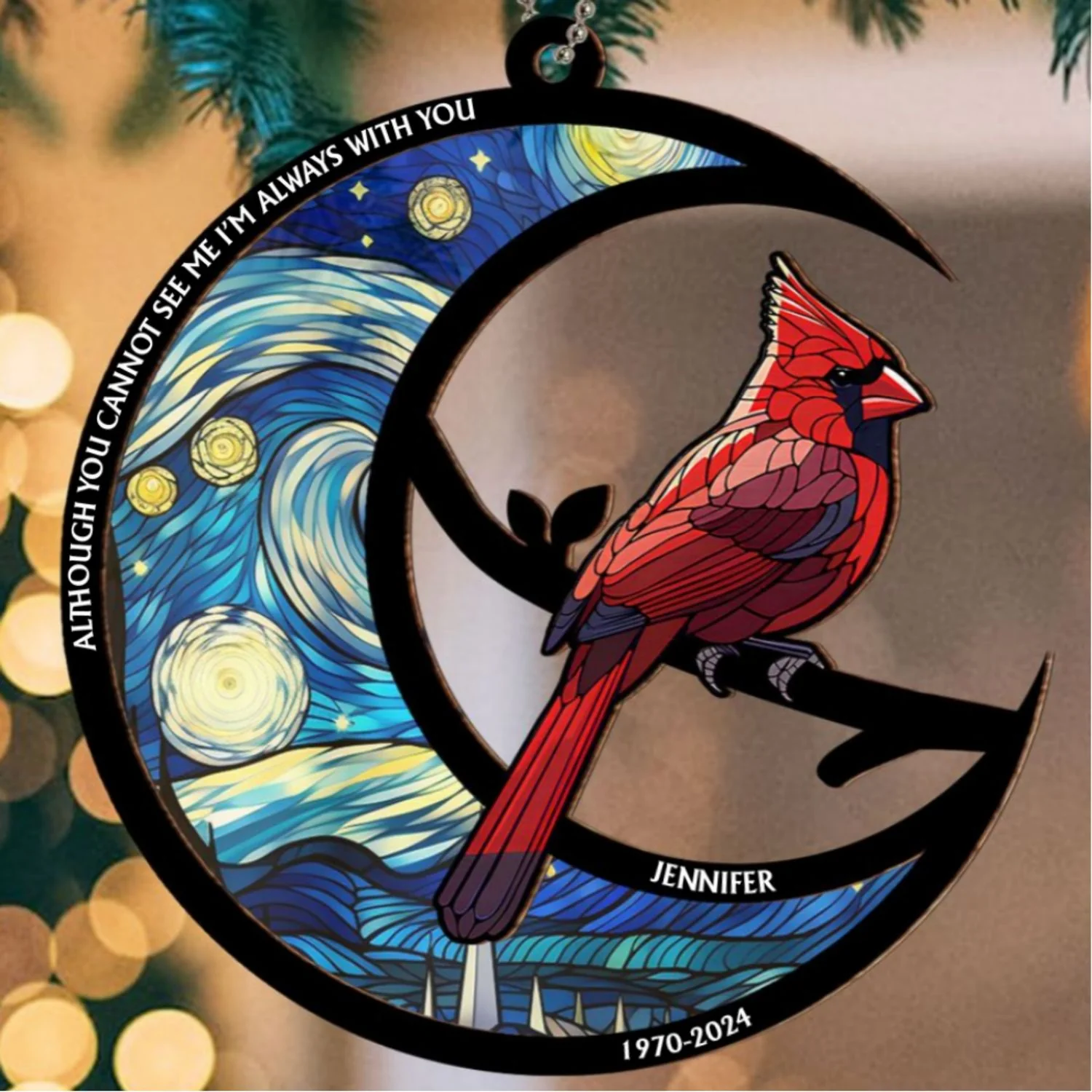 Although You Cannot See Me - Personalized Custom Suncatcher Ornament - Image 5