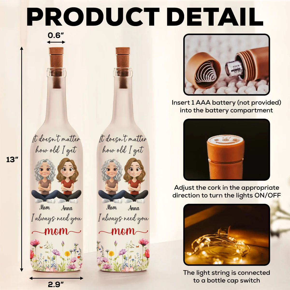 Always And Always - Personalized Custom Bottle Lamp - Image 6