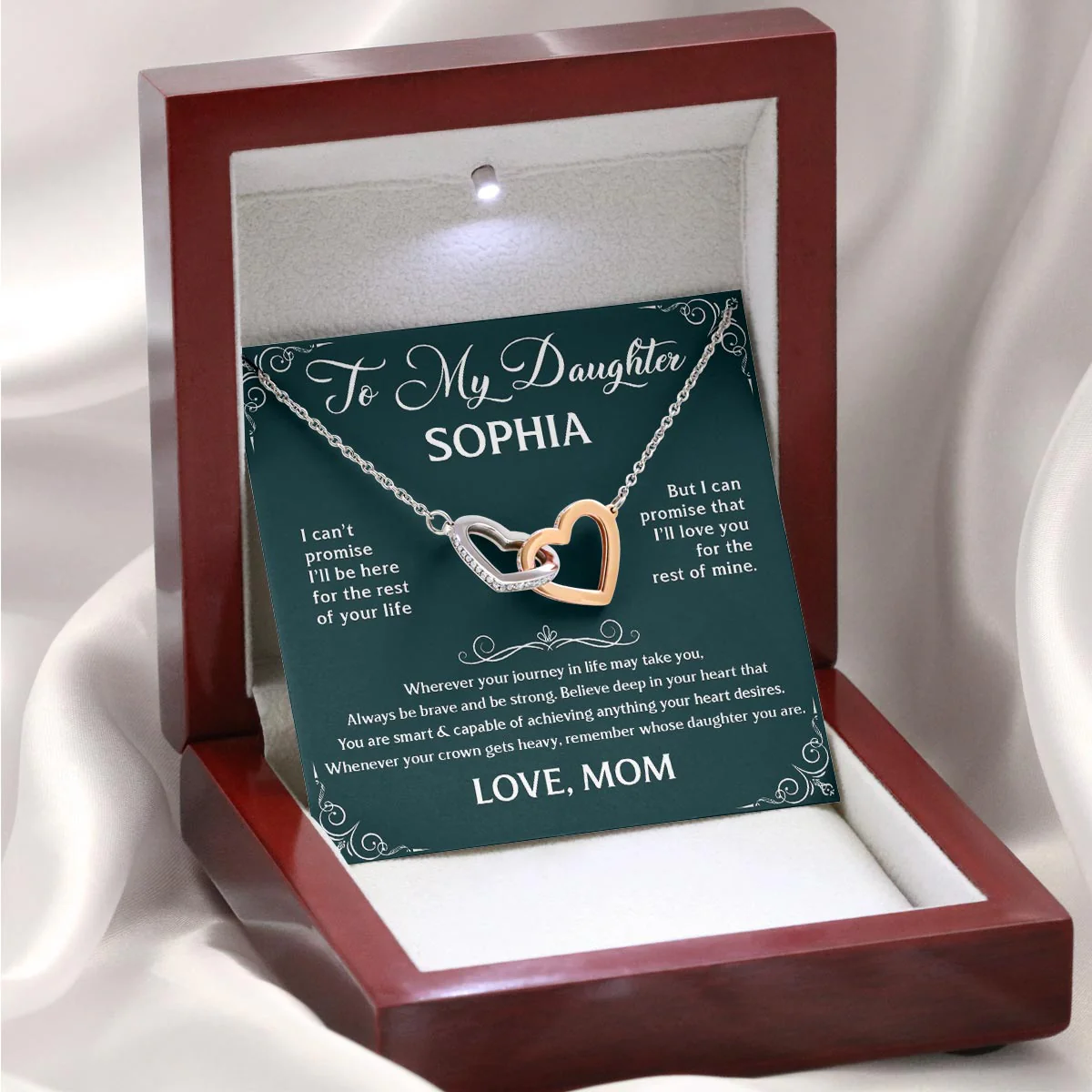 Always Be Brave And Be Strong - Personalized Custom Interlocking Heart Necklace - Image 3