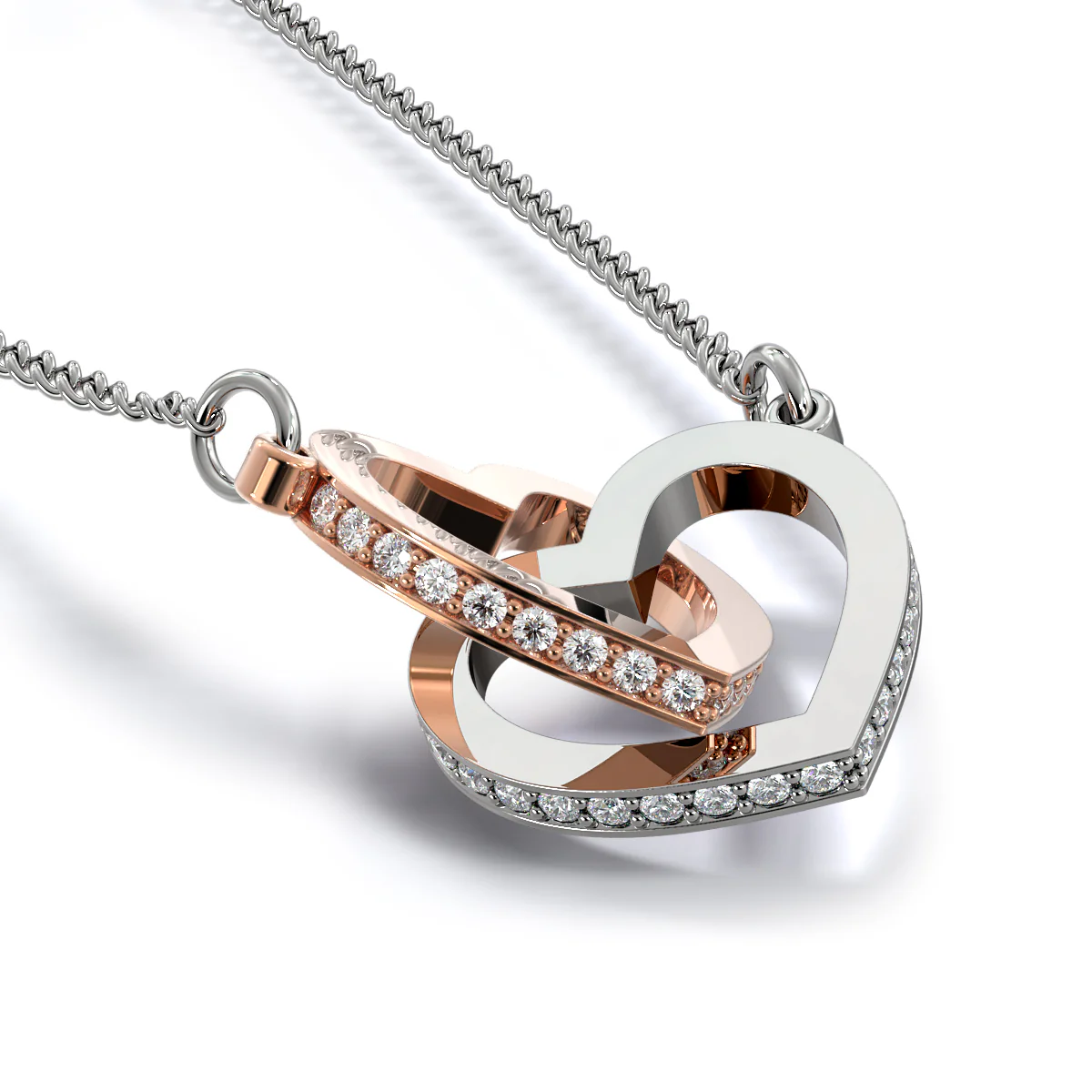 Always Be Brave And Be Strong - Personalized Custom Interlocking Heart Necklace - Image 5