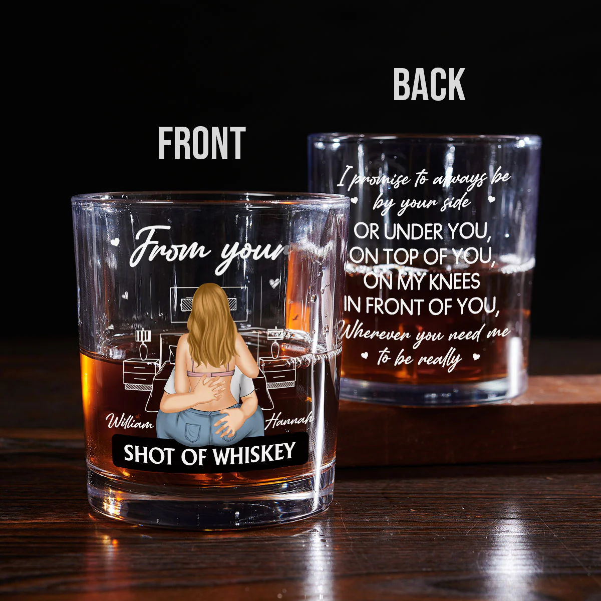 Always Be By Your Side Husband - Personalized Custom Whiskey Glass - Image 3