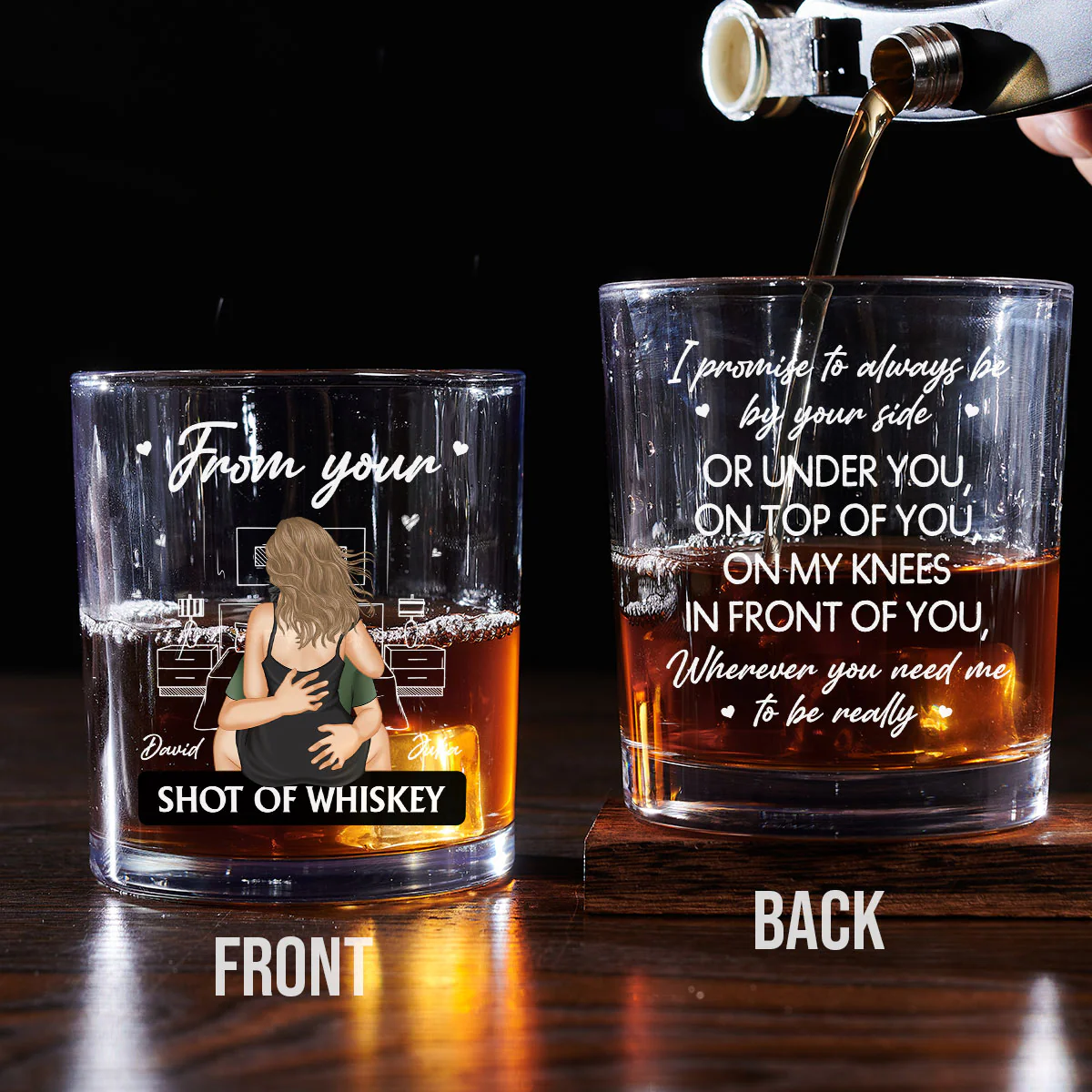 Always Be By Your Side Husband - Personalized Custom Whiskey Glass - Image 4