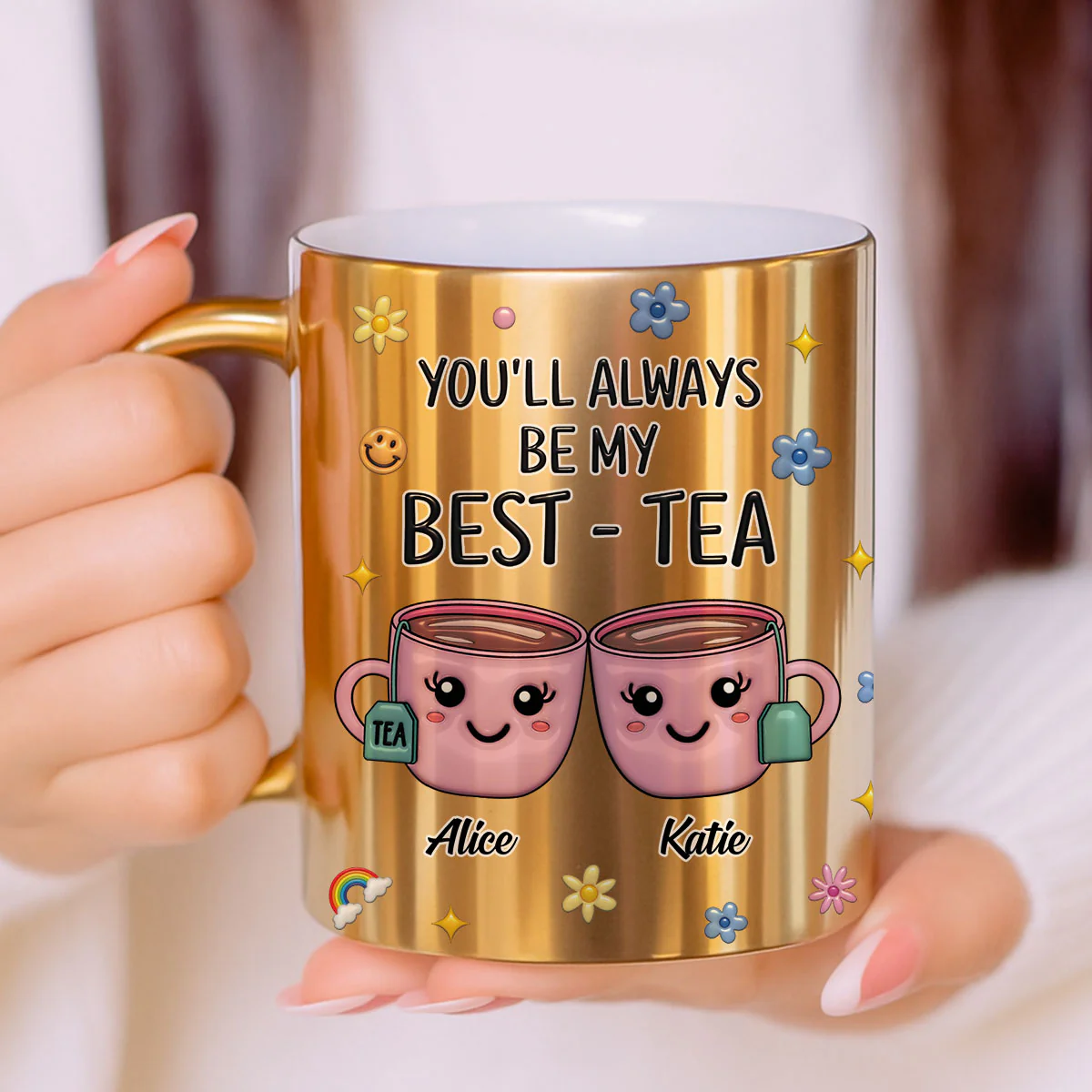 Always Be My Best-Tea - Personalized Custom Metallic Mug - Image 4