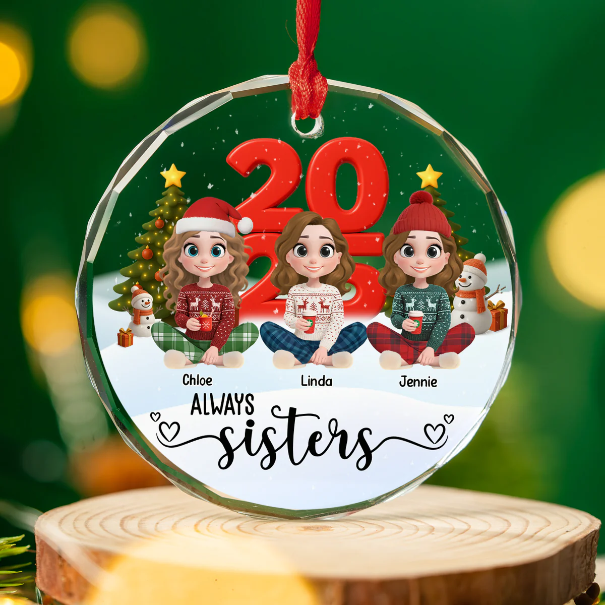 Always Be Slay Sisters - Personalized Custom Glass Ornament - Image 3