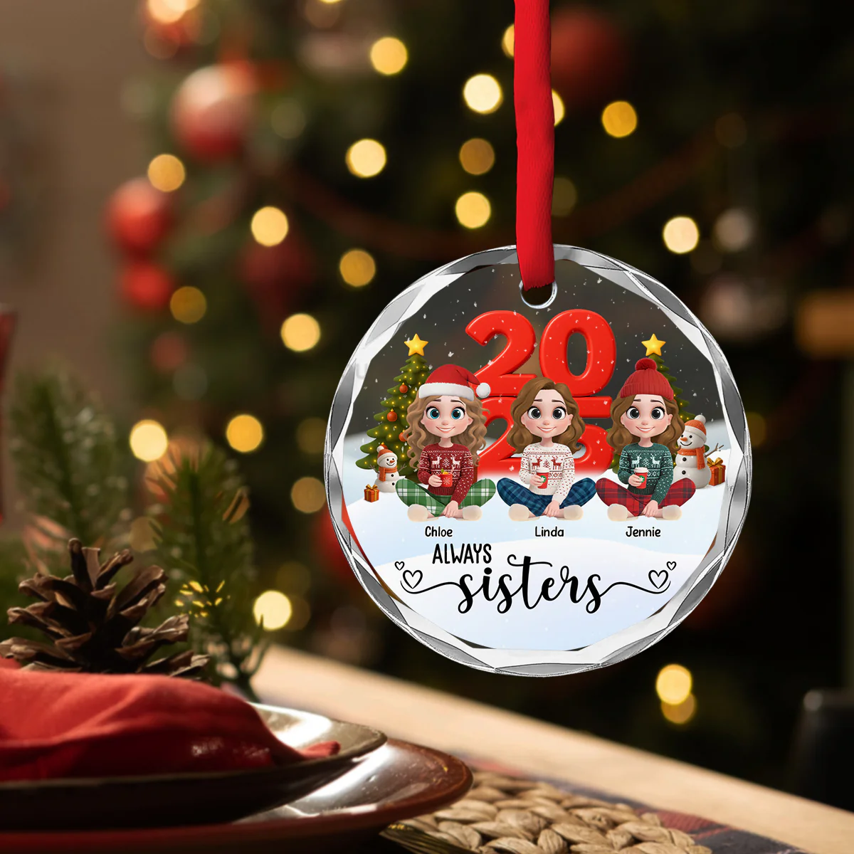 Always Be Slay Sisters - Personalized Custom Glass Ornament - Image 4