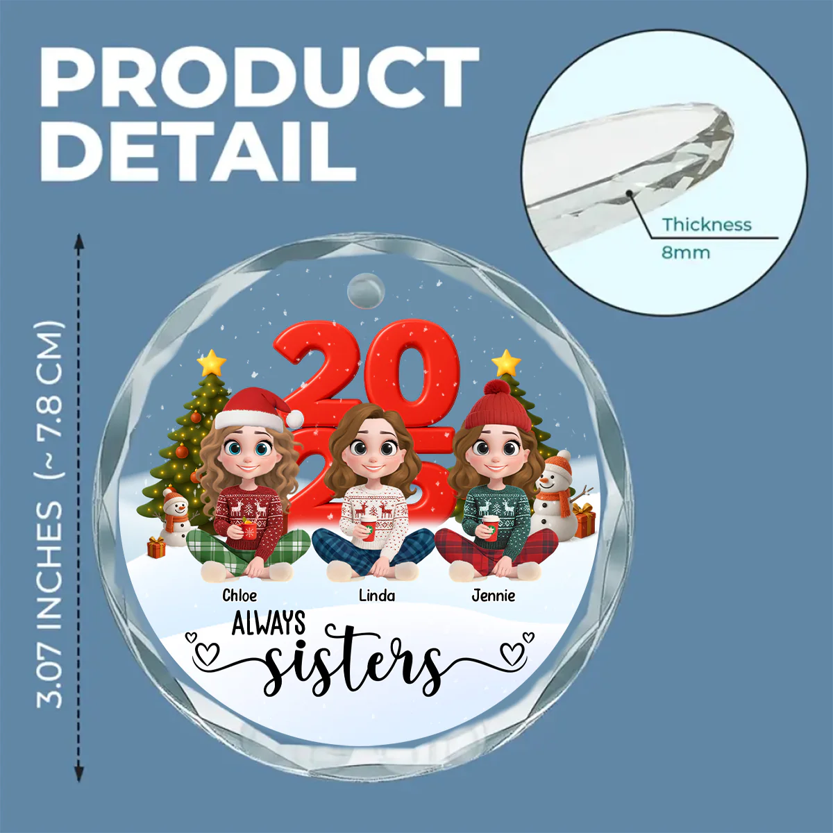 Always Be Slay Sisters - Personalized Custom Glass Ornament - Image 5