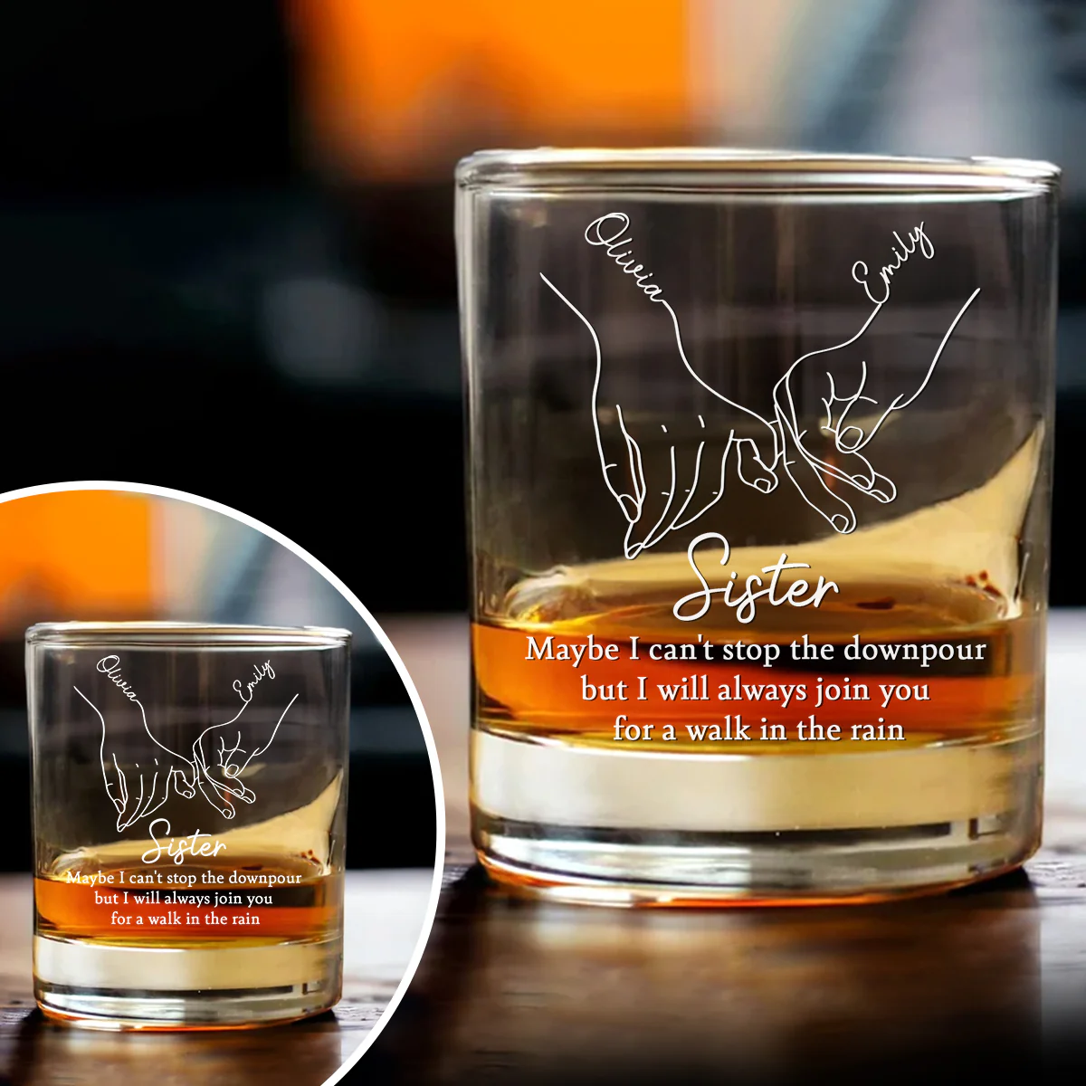 Always Bestie - Personalized Custom Whiskey Glass - Image 3