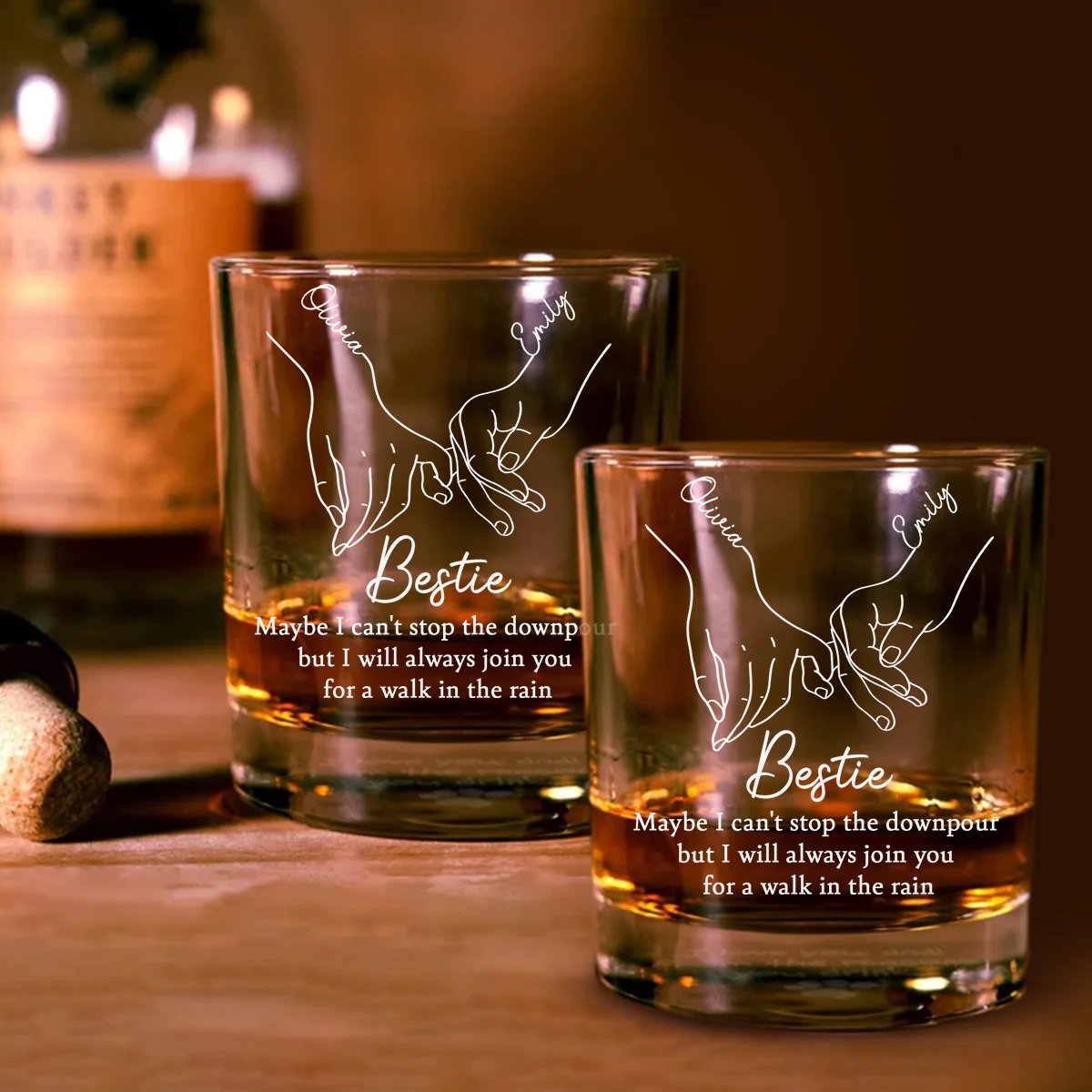 Always Bestie - Personalized Custom Whiskey Glass - Image 4