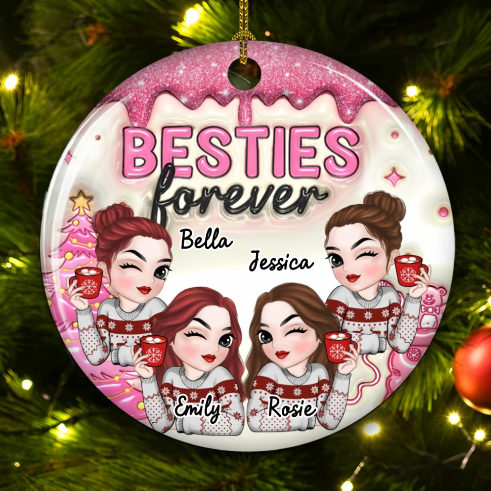 Always Besties - Personalized Custom 3D Inflated Effect Ceramic Ornament - Image 6