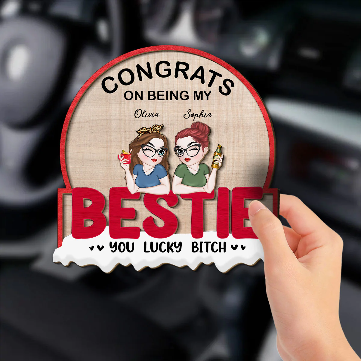 Always Besties - Personalized Custom Car Visor Clip - Image 3
