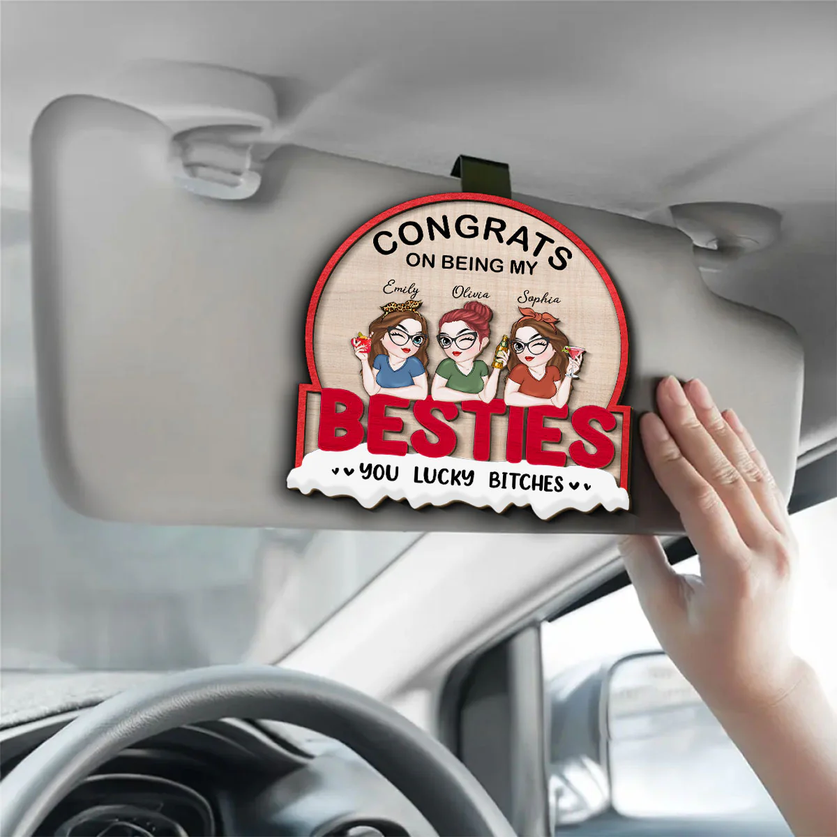 Always Besties - Personalized Custom Car Visor Clip - Image 4