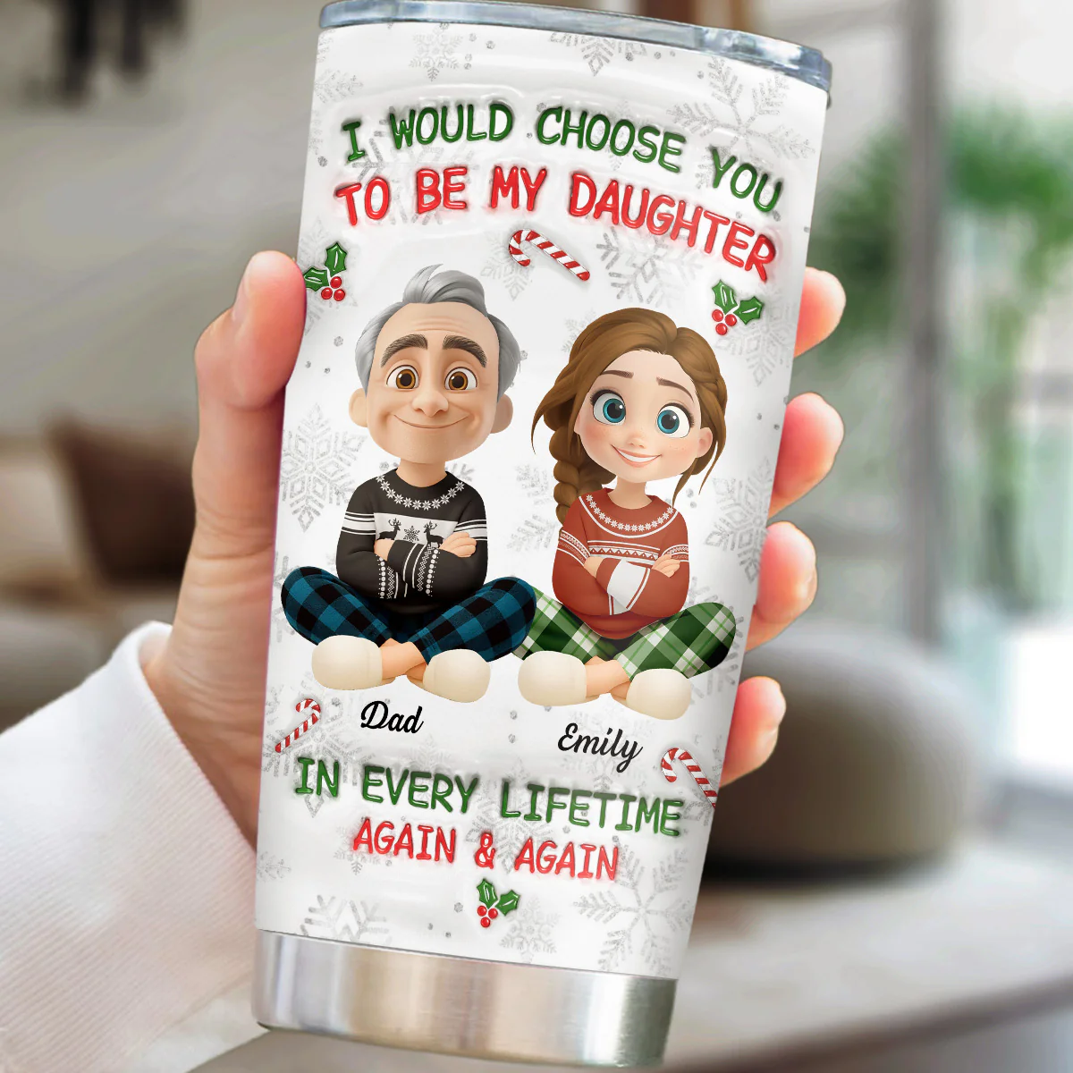 Always Choose You Christmas - Personalized Custom 3D Inflated Effect Tumbler - Image 2