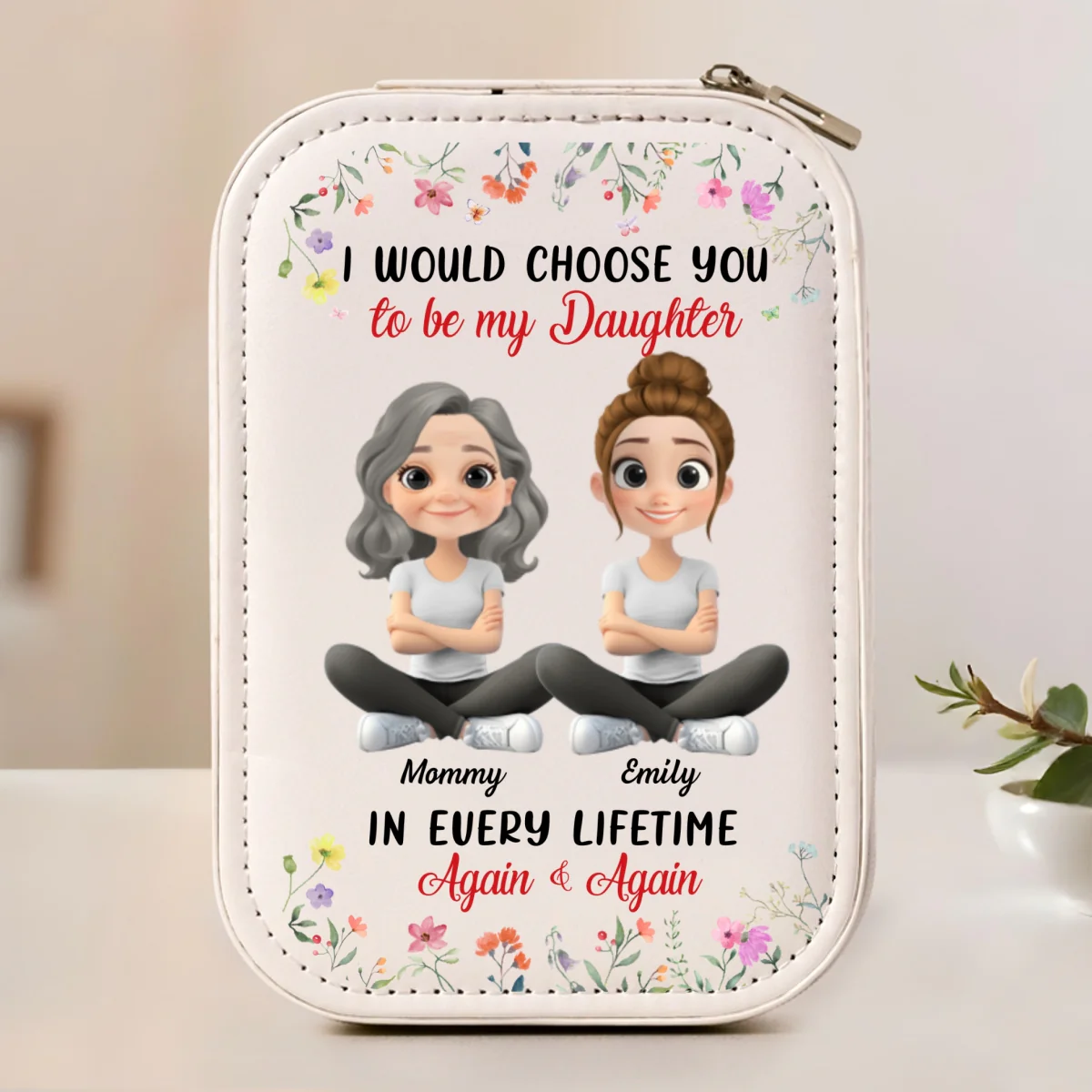 Always Choose You Mom And Daughter - Personalized Custom Jewelry Box With LED Mirror - Image 6