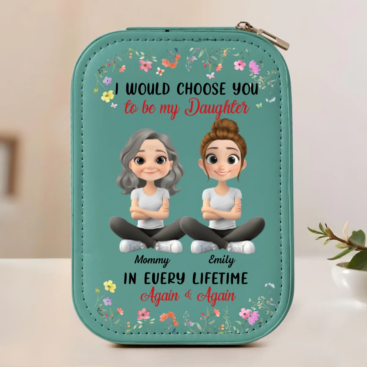 Always Choose You Mom And Daughter - Personalized Custom Jewelry Box With LED Mirror - Image 8