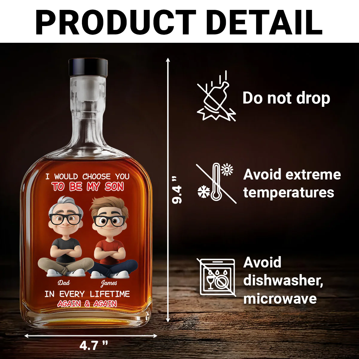 Always Choose You My Son Dad - Personalized Custom Spirits Decanter - Image 4