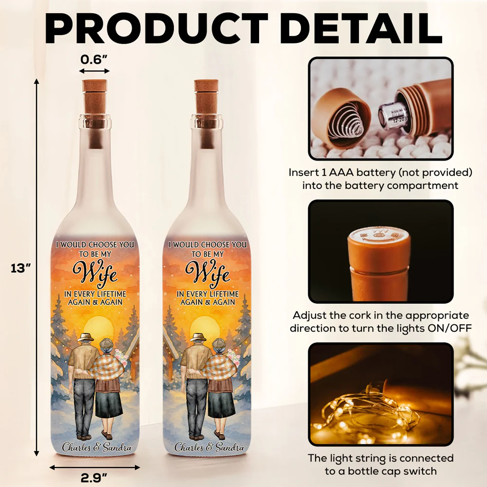 Always Choose You My Wife - Personalized Custom Bottle Lamp - Image 6