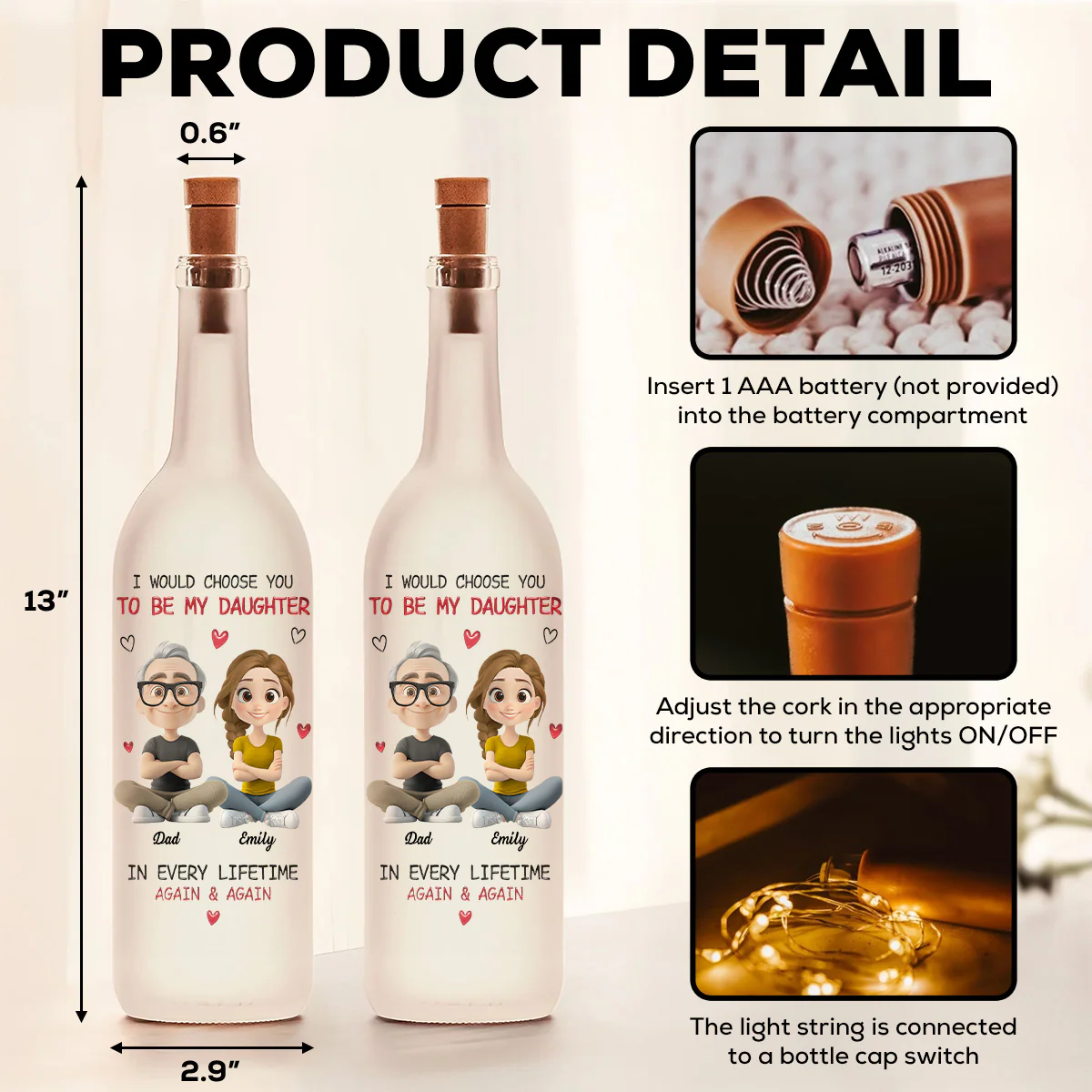 Always Choose You - Personalized Custom Bottle Lamp - Image 5