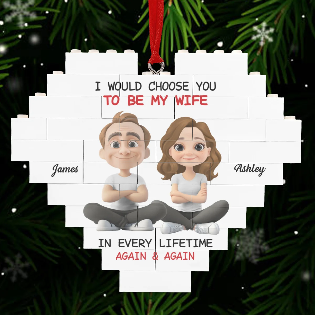 Always Choose You - Personalized Custom Heart Puzzle Ornament - Image 6