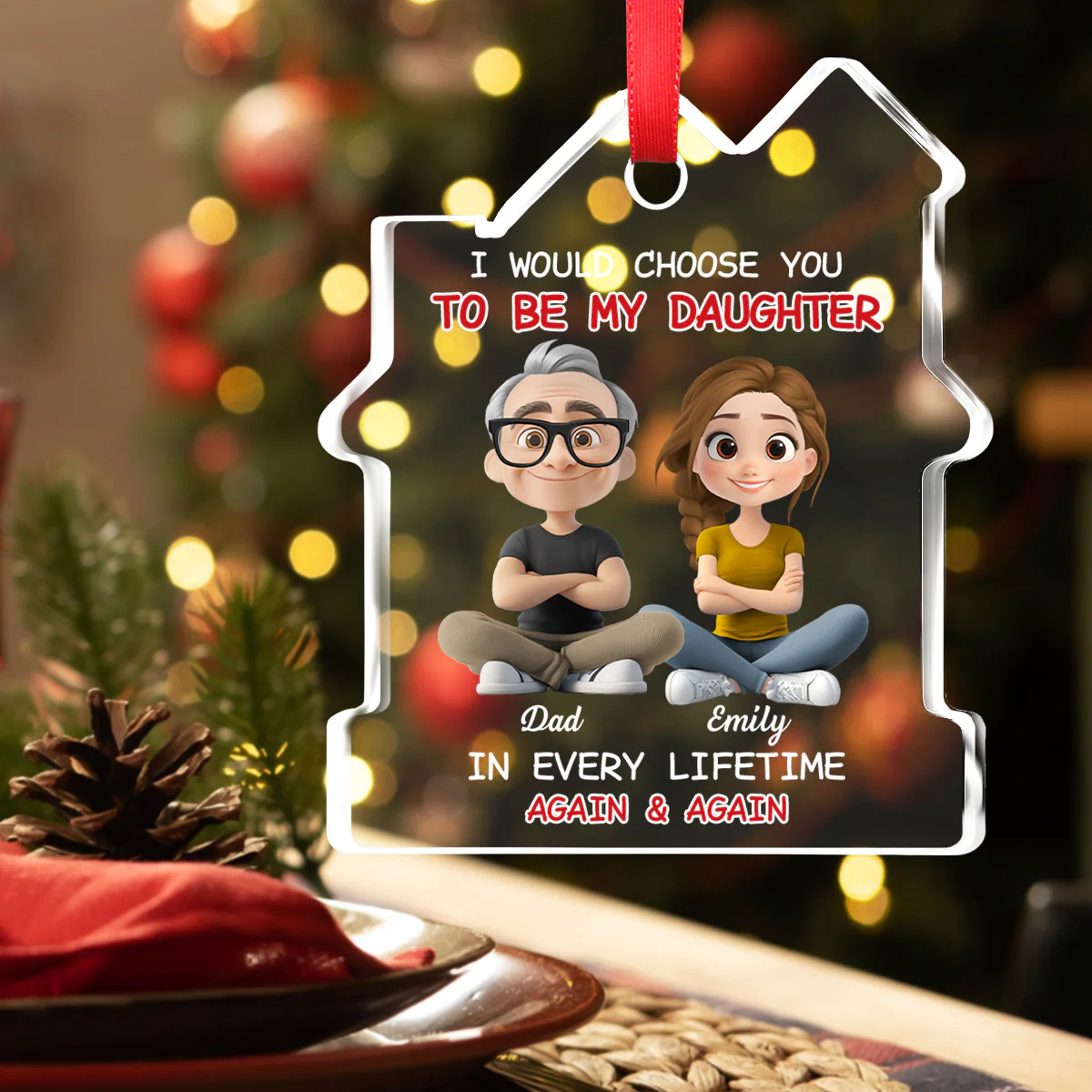 Always Choose You - Personalized Custom House Shaped Glass Ornament - Image 2