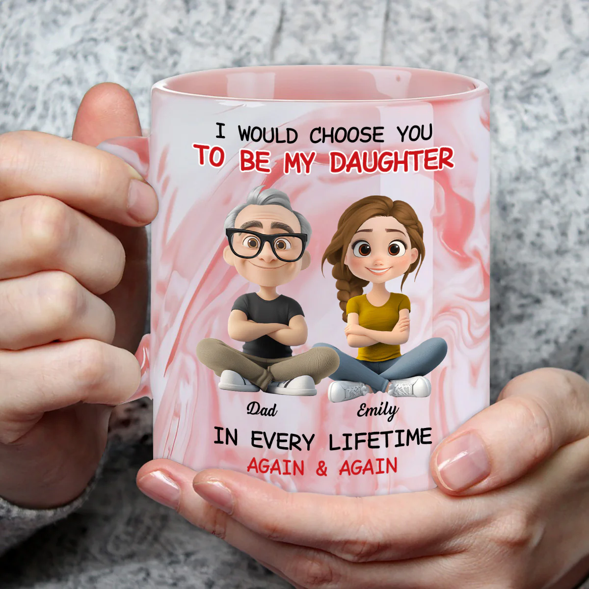 Always Choose You - Personalized Custom Pink Marble Mug - Image 3