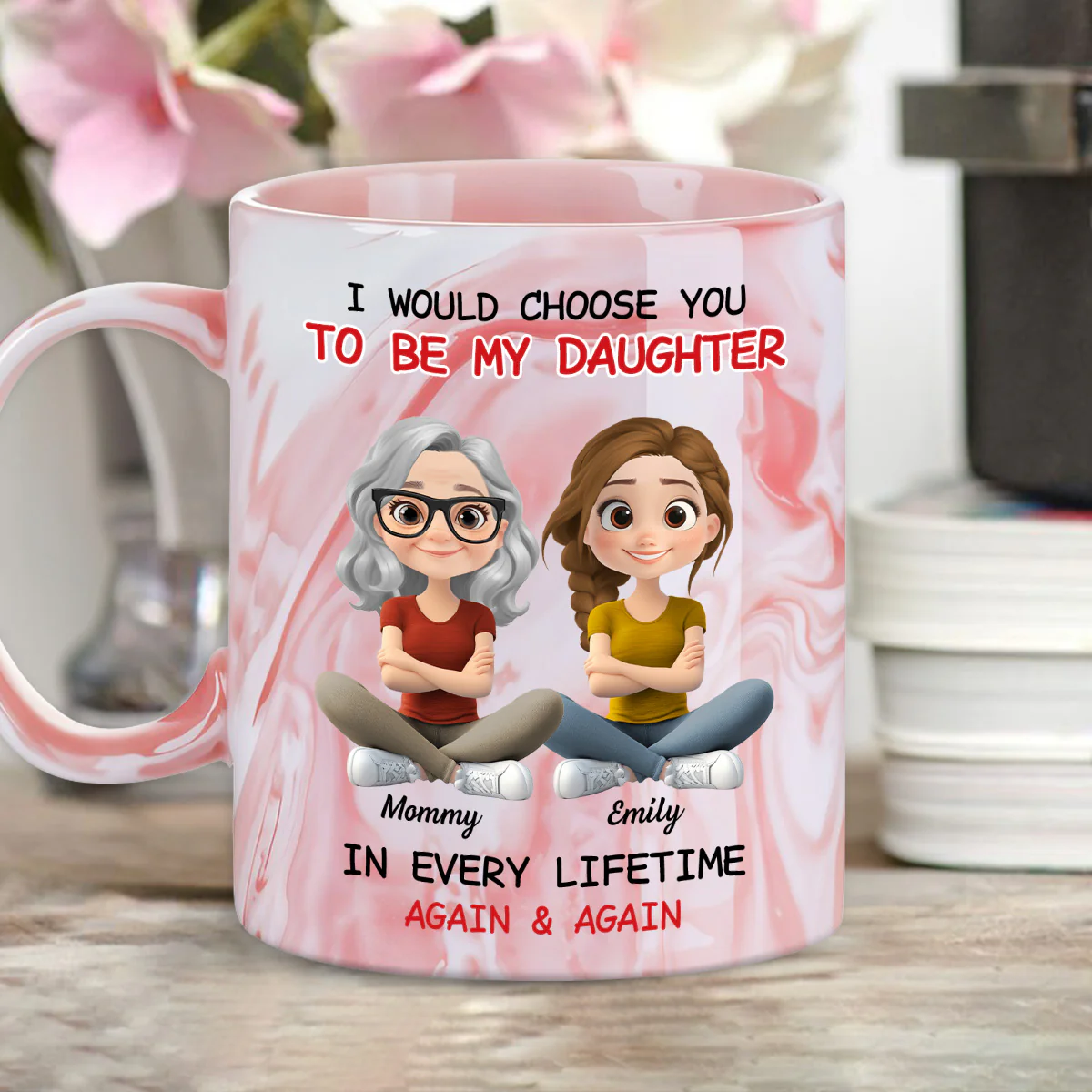 Always Choose You - Personalized Custom Pink Marble Mug - Image 5