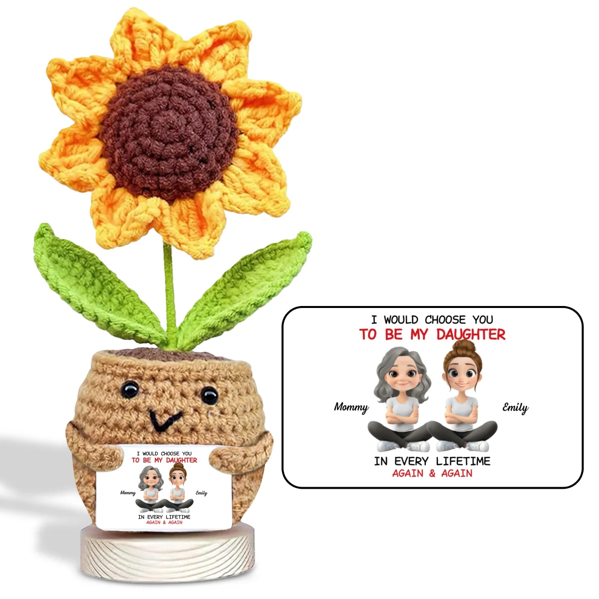 Always Choose You - Personalized Custom Sunflower Crocheted Plushie With Message - Image 5