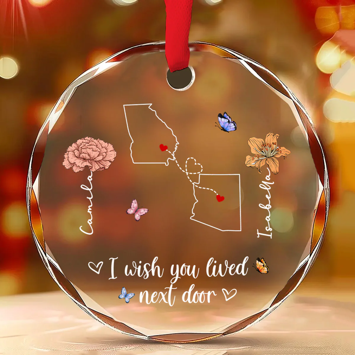 Always Close At Heart - Personalized Custom Glass Ornament - Image 2