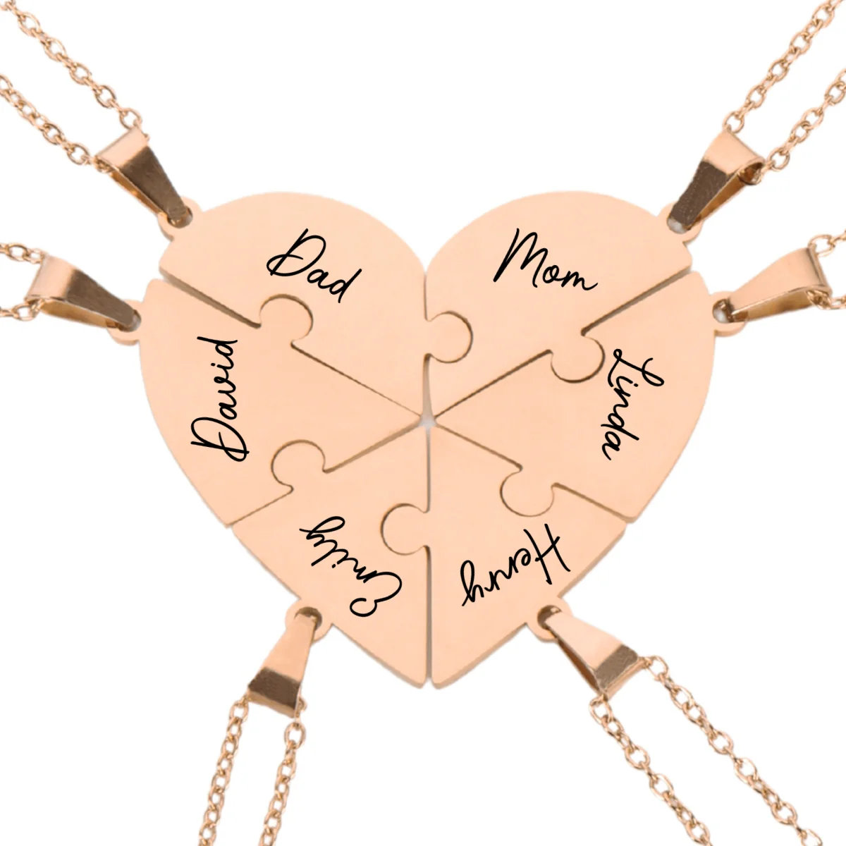 Always Connected By Heart - Personalized Custom Heart Puzzle Necklace - Image 11