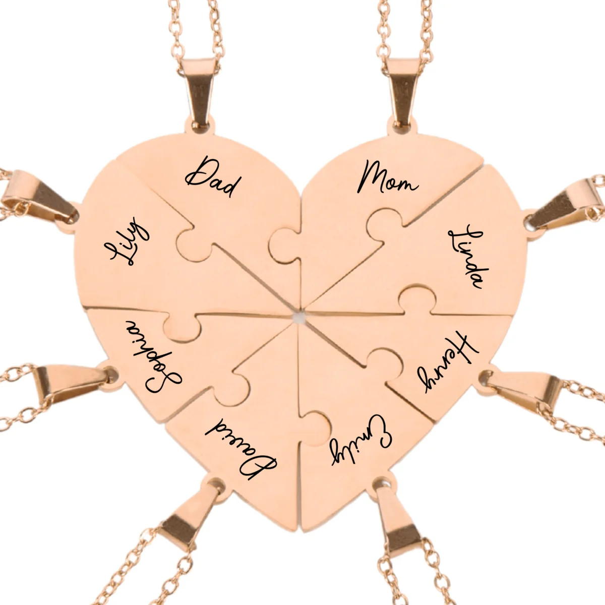 Always Connected By Heart - Personalized Custom Heart Puzzle Necklace - Image 12