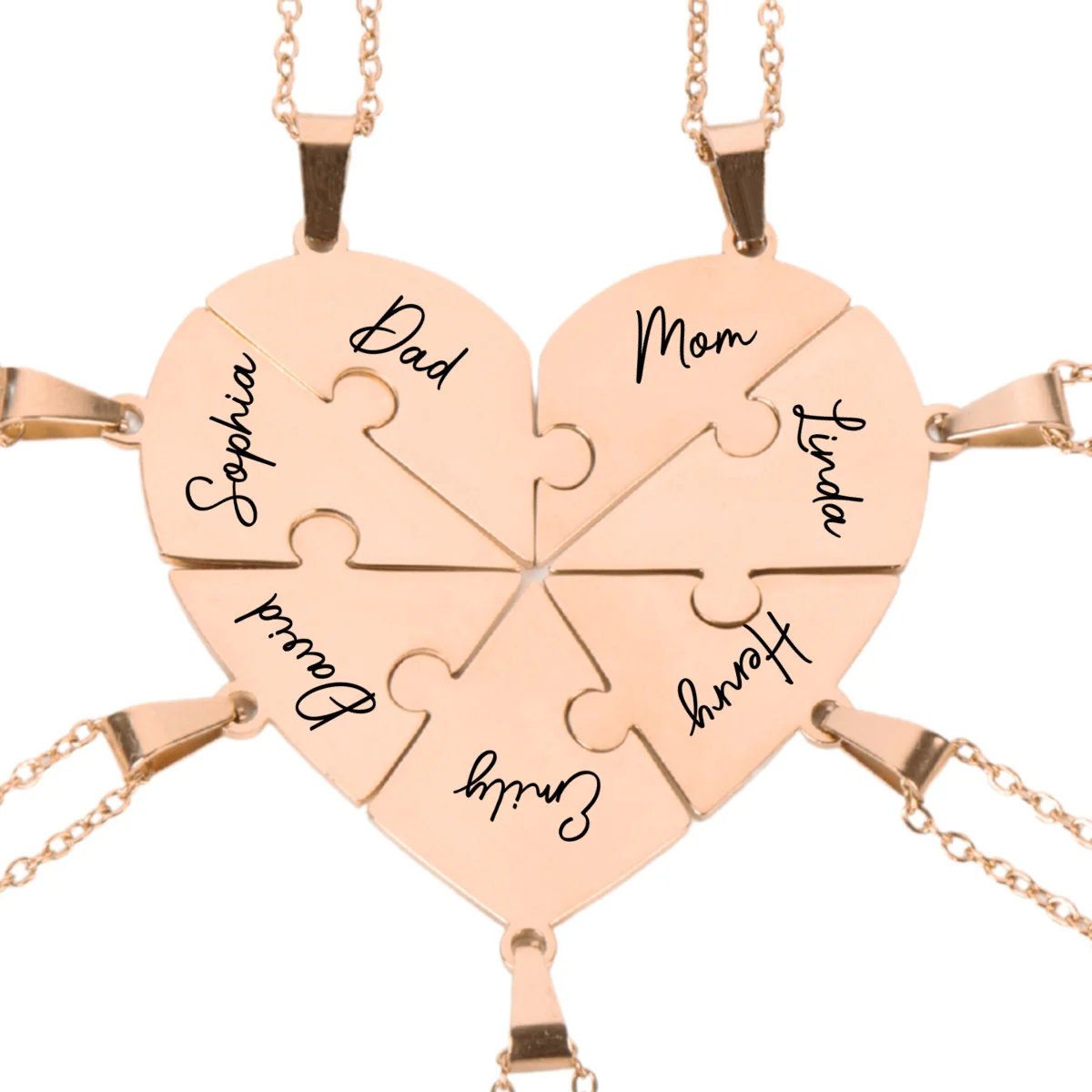 Always Connected By Heart - Personalized Custom Heart Puzzle Necklace - Image 17