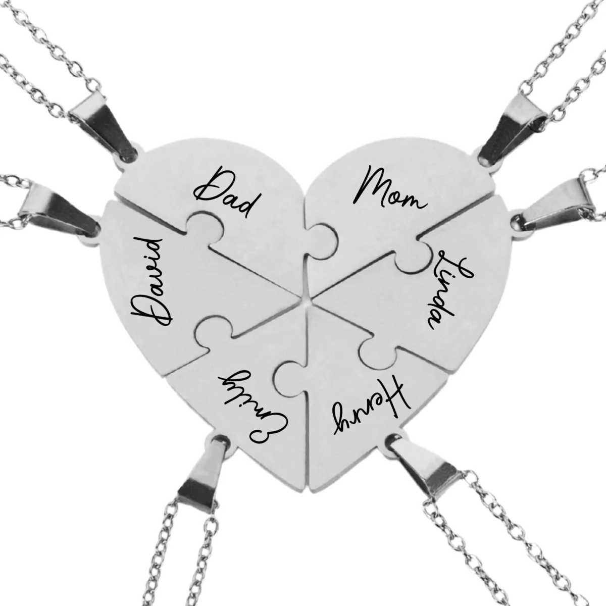 Always Connected By Heart - Personalized Custom Heart Puzzle Necklace - Image 18