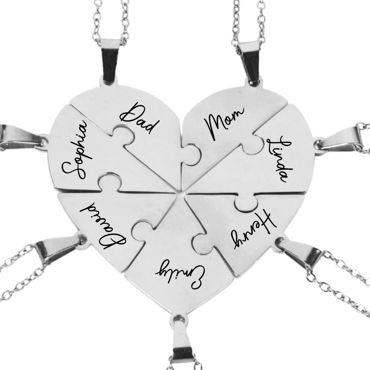 Always Connected By Heart - Personalized Custom Heart Puzzle Necklace - Image 19