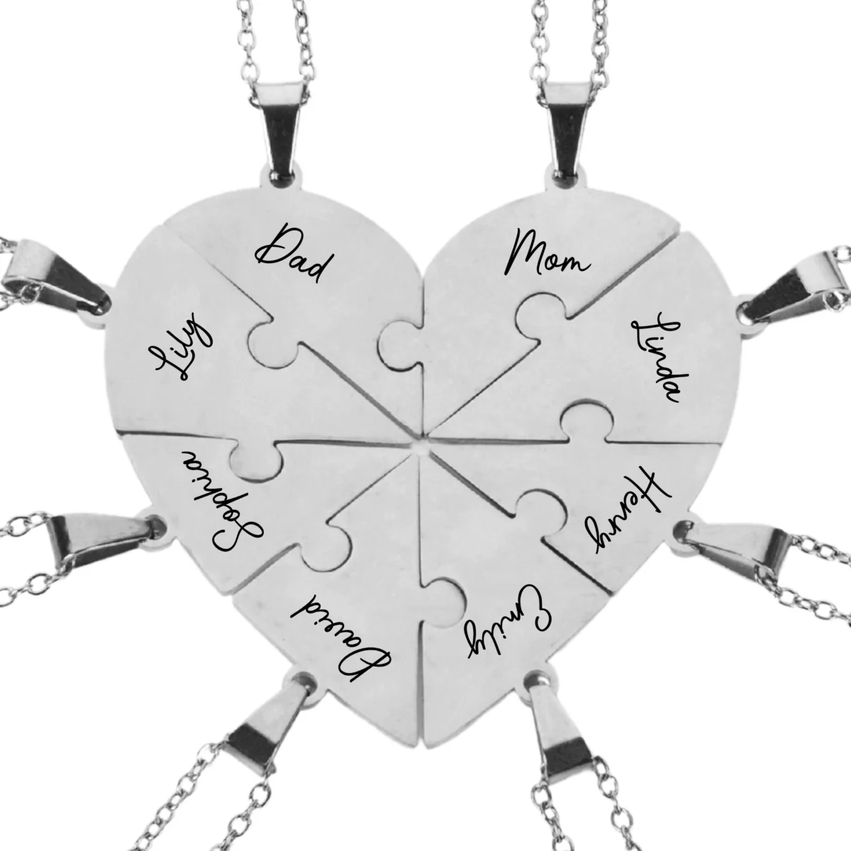 Always Connected By Heart - Personalized Custom Heart Puzzle Necklace - Image 20