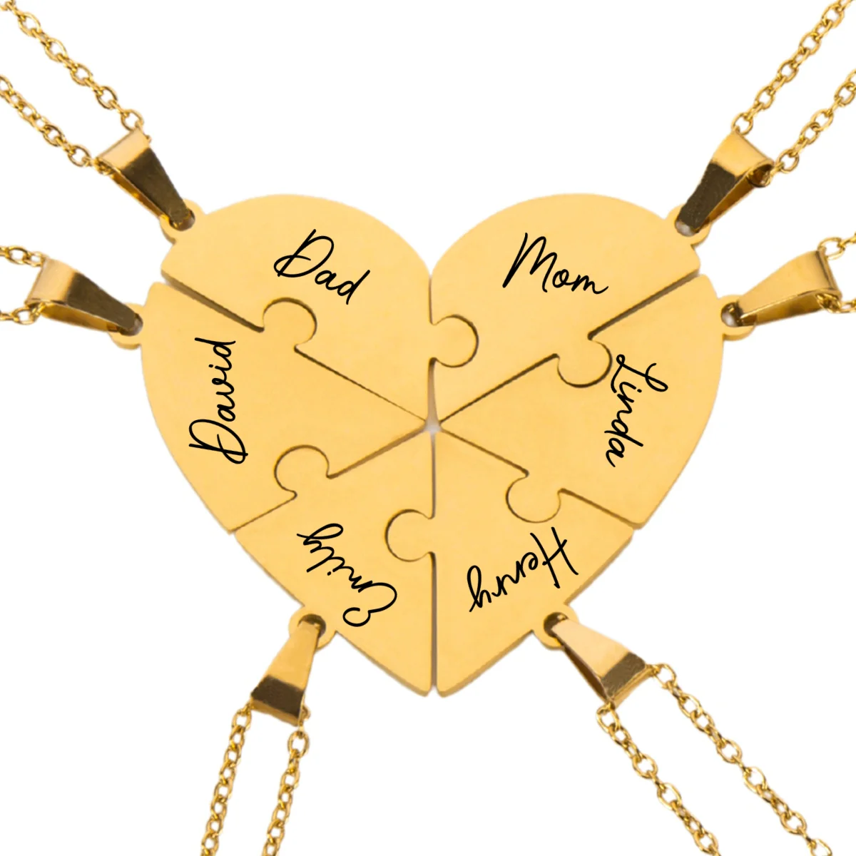 Always Connected By Heart - Personalized Custom Heart Puzzle Necklace - Image 25