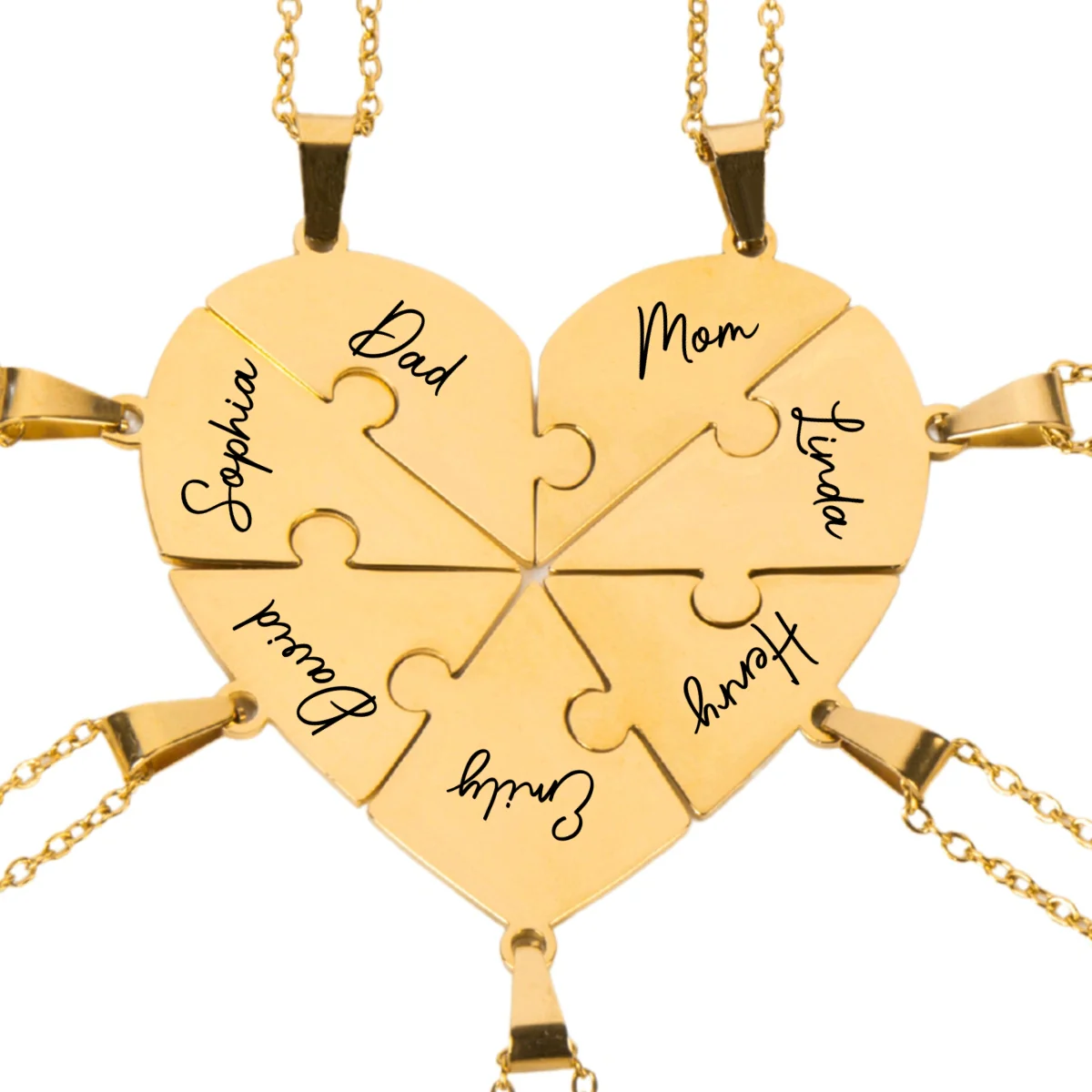 Always Connected By Heart - Personalized Custom Heart Puzzle Necklace - Image 26