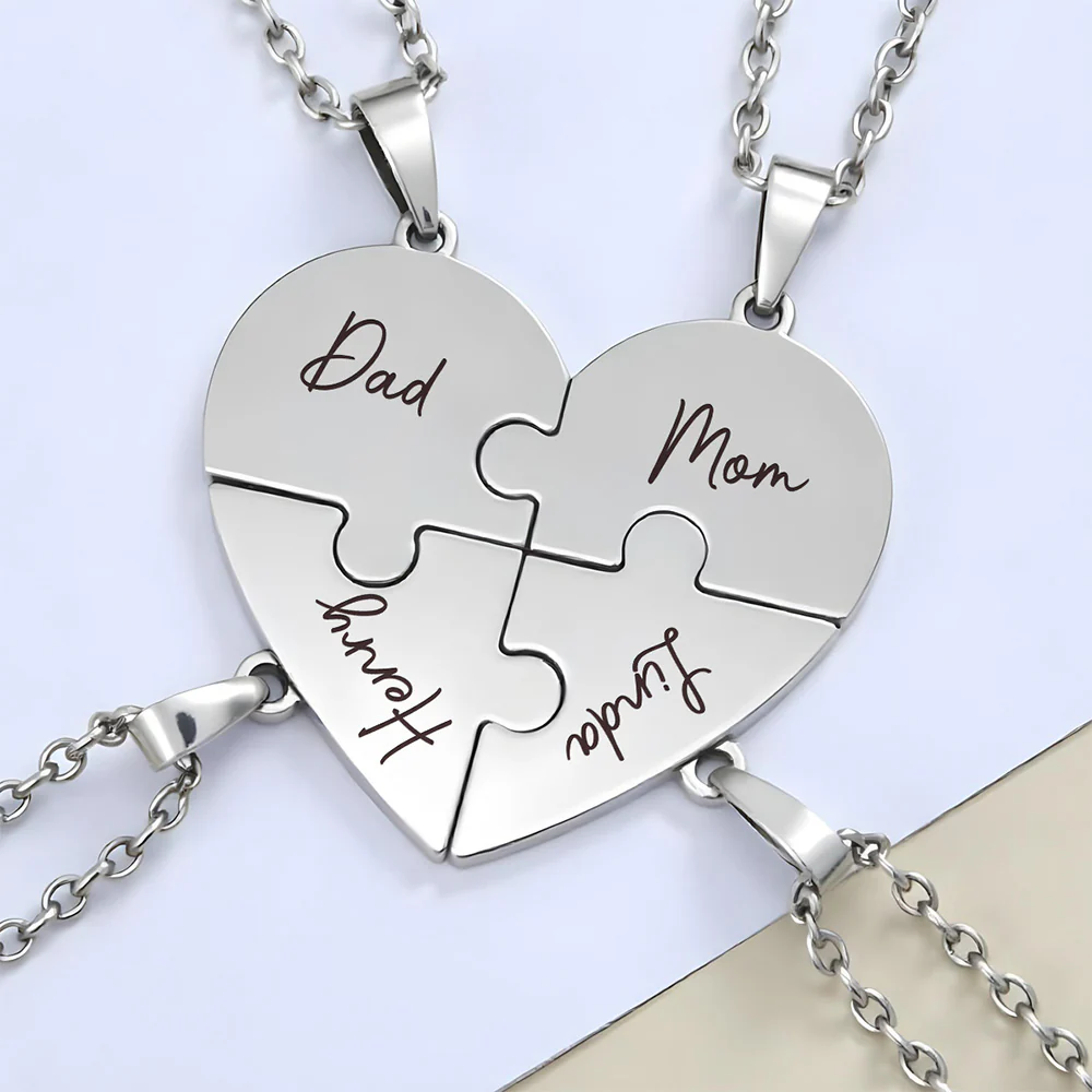 Always Connected By Heart - Personalized Custom Heart Puzzle Necklace - Image 3