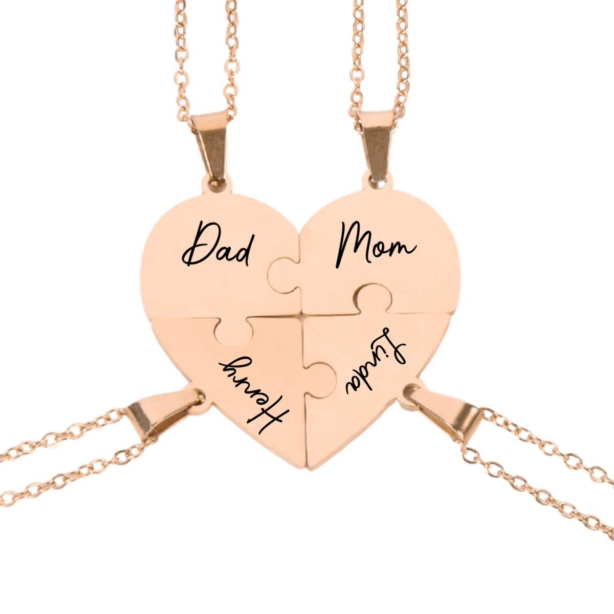 Always Connected By Heart - Personalized Custom Heart Puzzle Necklace - Image 9