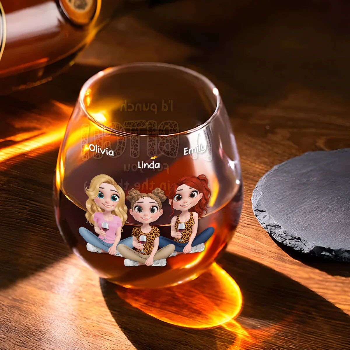 Always Friends Cartoonize - Personalized Custom Wine Glass - Image 4