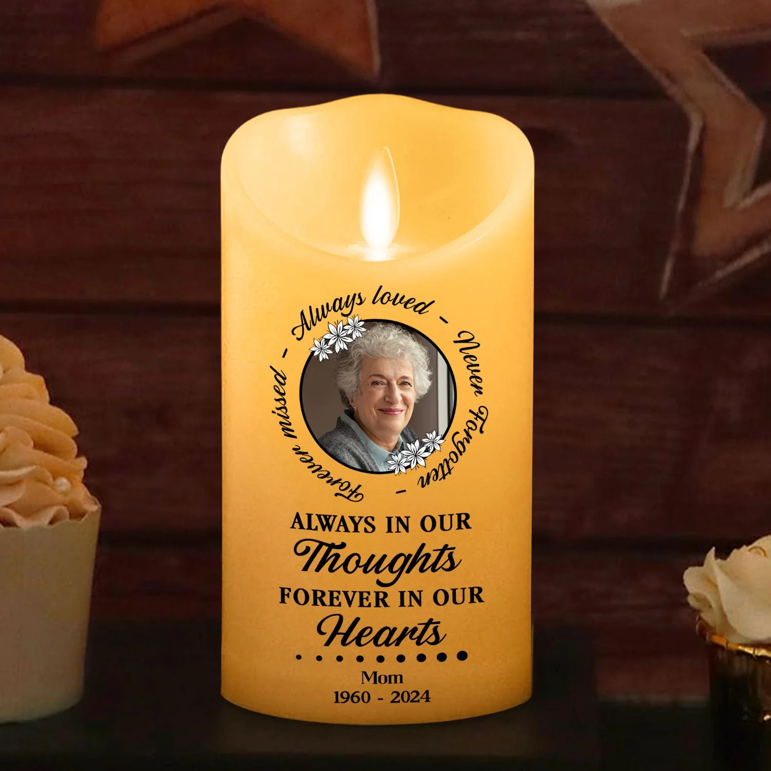 Always In Our Thoughts - Personalized Custom LED Candle