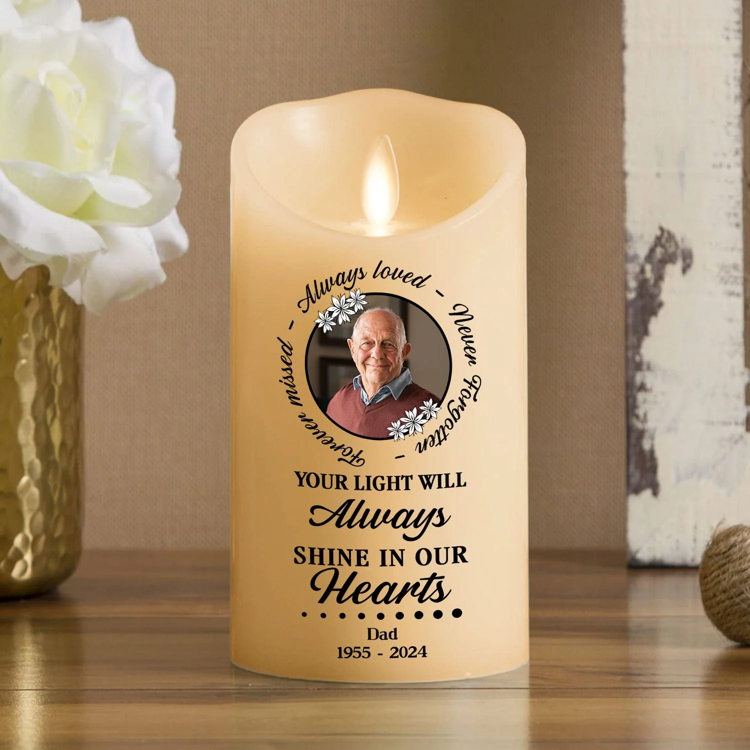 Always In Our Thoughts - Personalized Custom LED Candle - Image 4