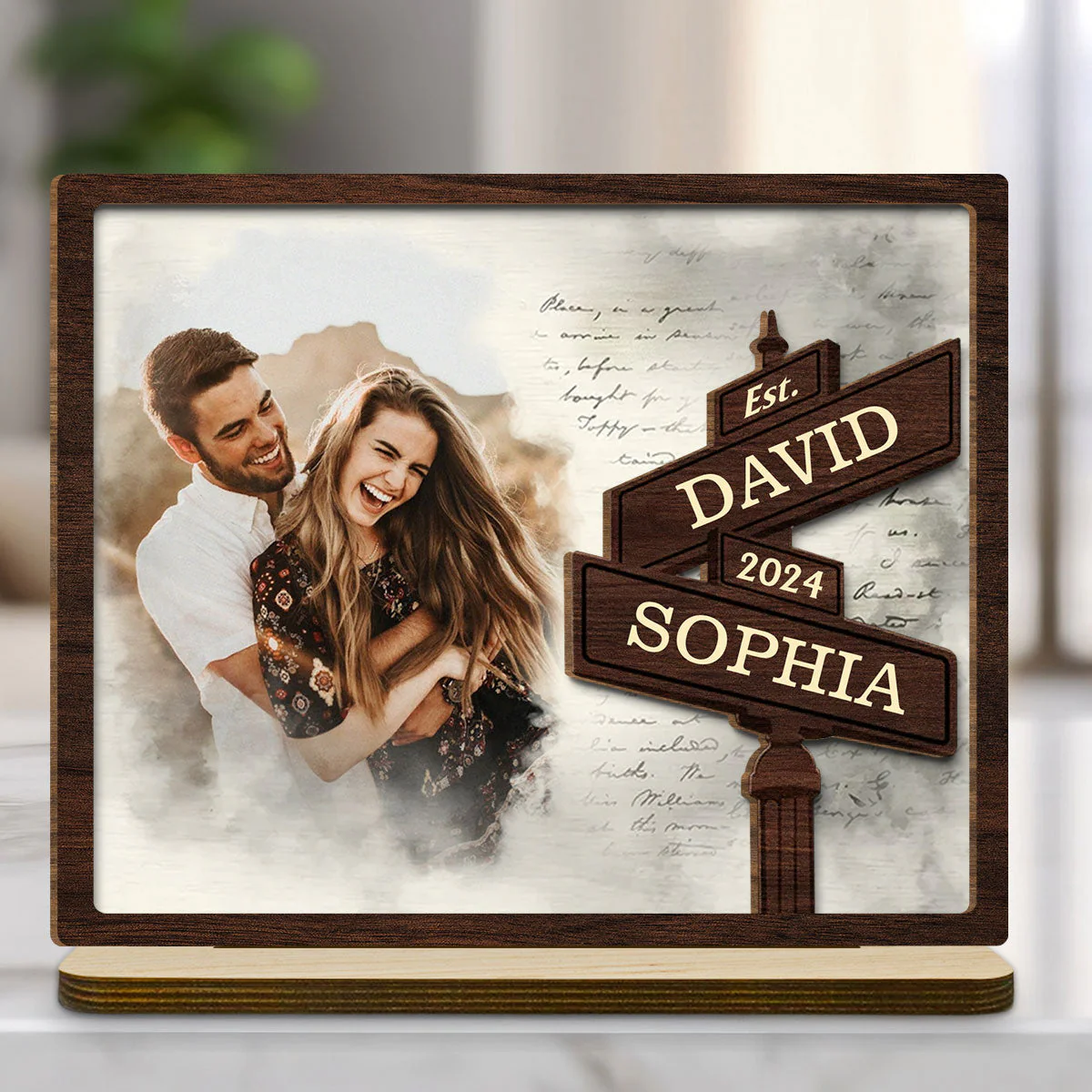 Always Love - Personalized Custom 2-Layer Wood Plaque With Flat Base - Image 3