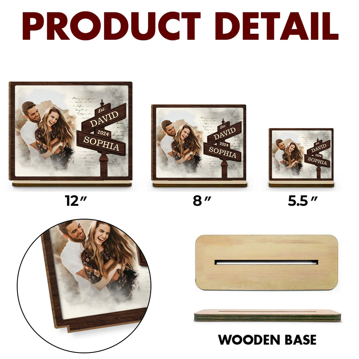 Always Love - Personalized Custom 2-Layer Wood Plaque With Flat Base - Image 4