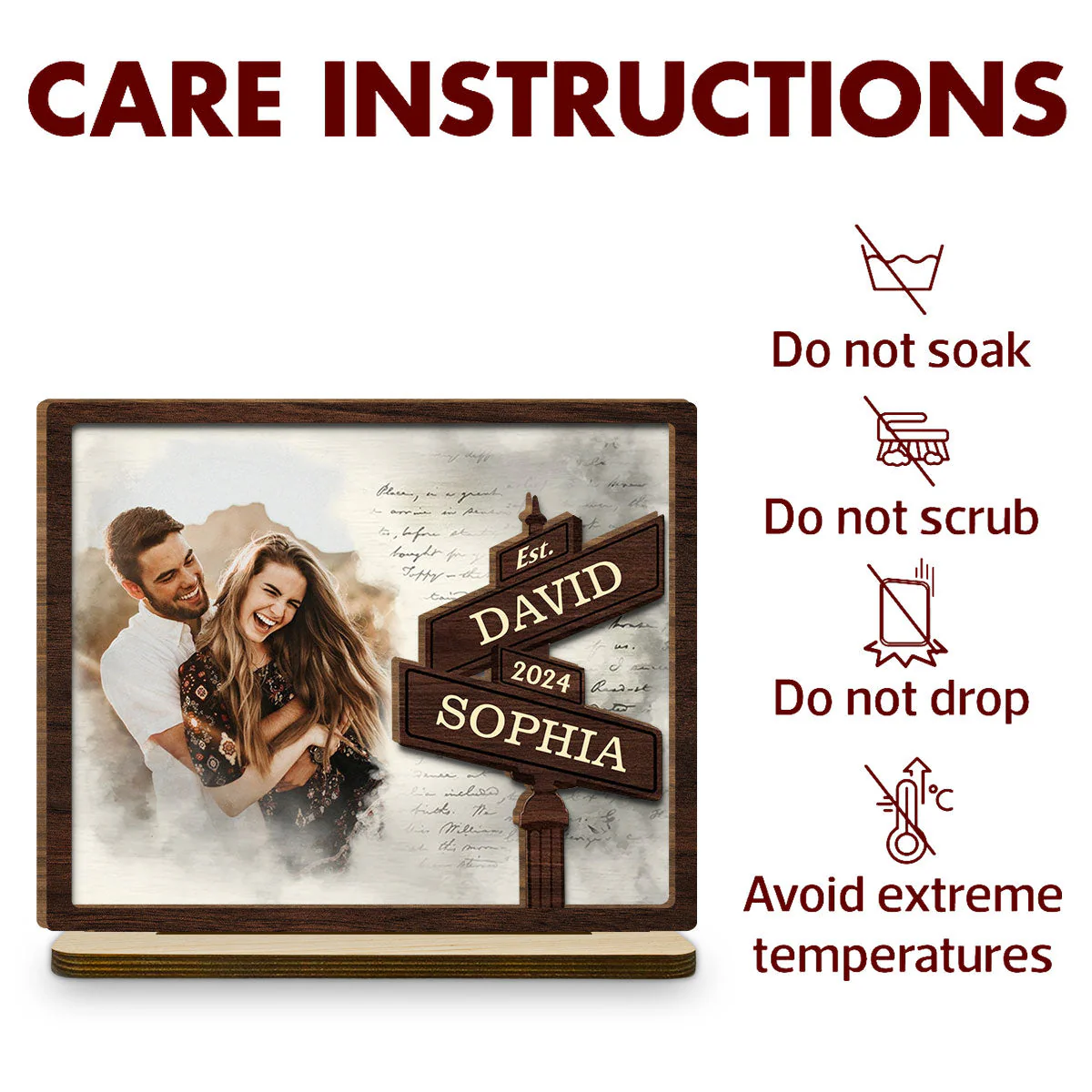 Always Love - Personalized Custom 2-Layer Wood Plaque With Flat Base - Image 5