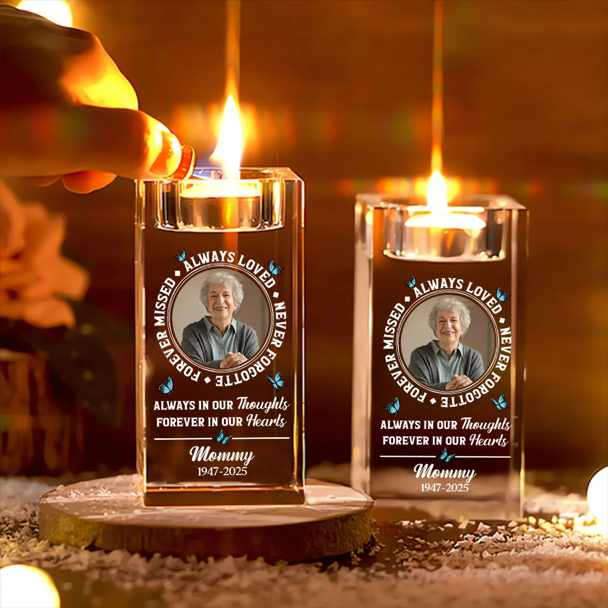 Always Loved - Personalized Custom Crystal Candle Holder - Image 4