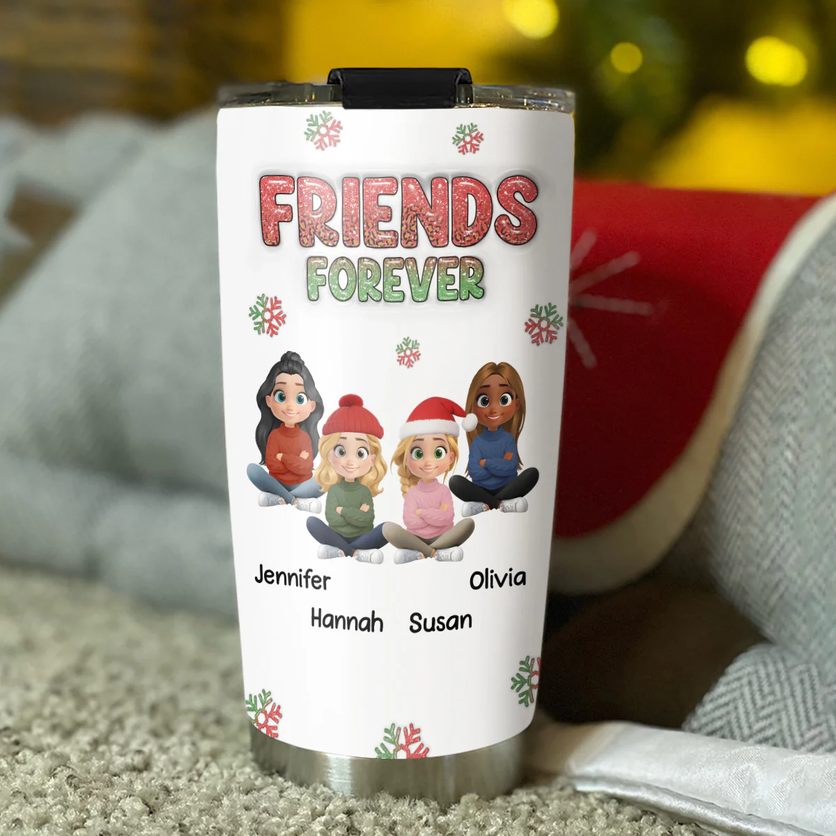Always My Bestfriend Christmas - Personalized Custom 3D Inflated Effect Tumbler - Image 4