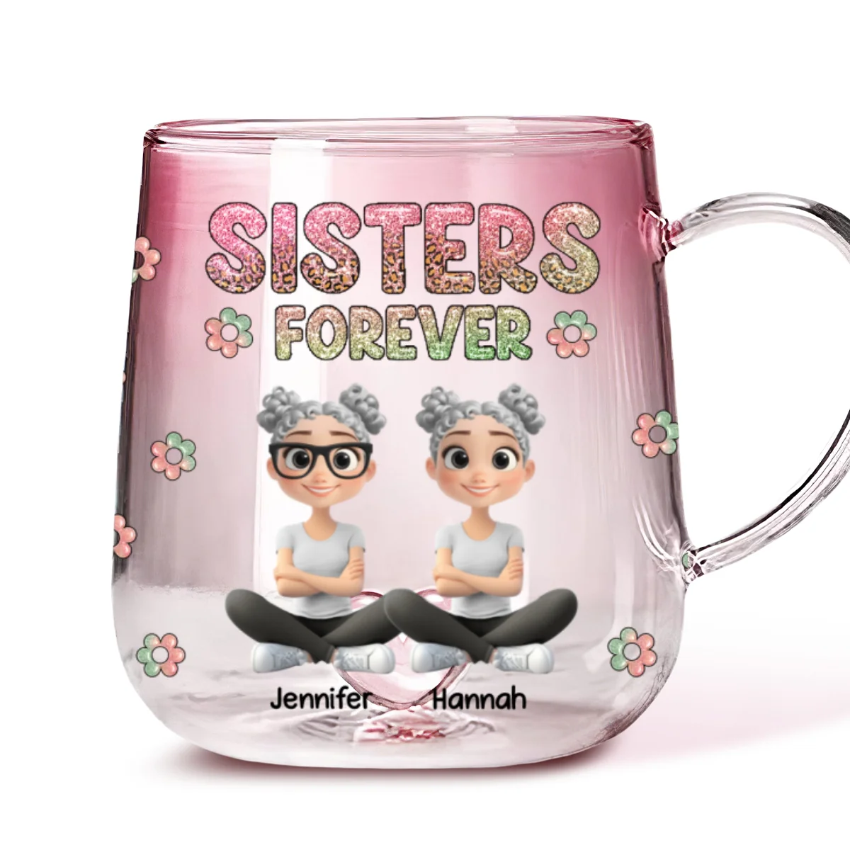 Always My Bestfriend - Personalized Custom Pink Gradient Glass Mug - Image 6